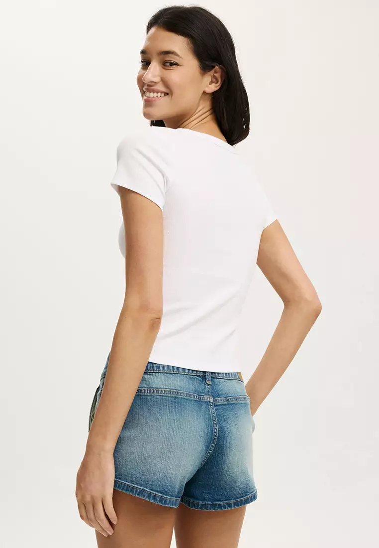 Goldie Rib V Neck Short Sleeve Top