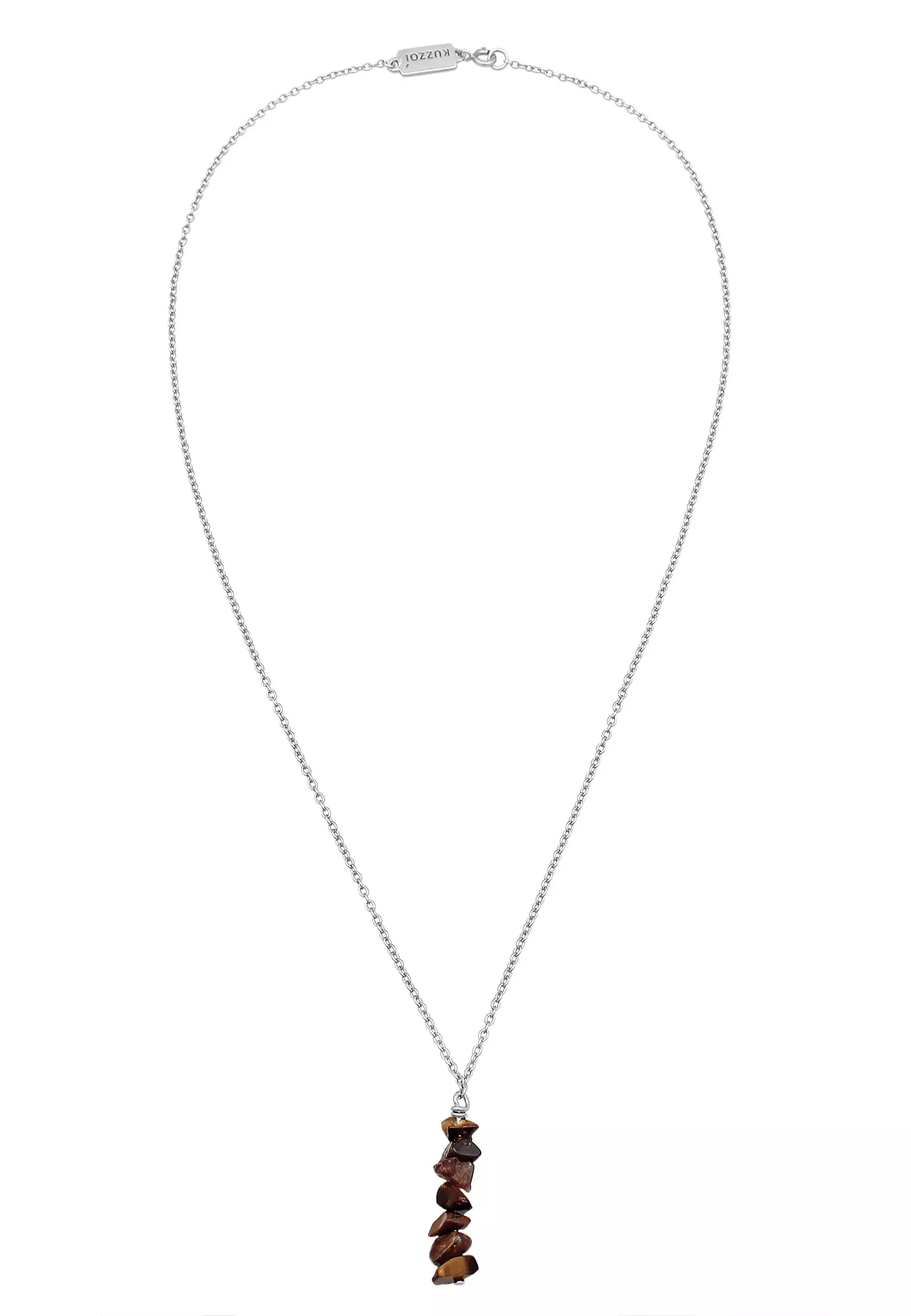 Necklace Men Pendant Silver Tiger Eye Gemstones