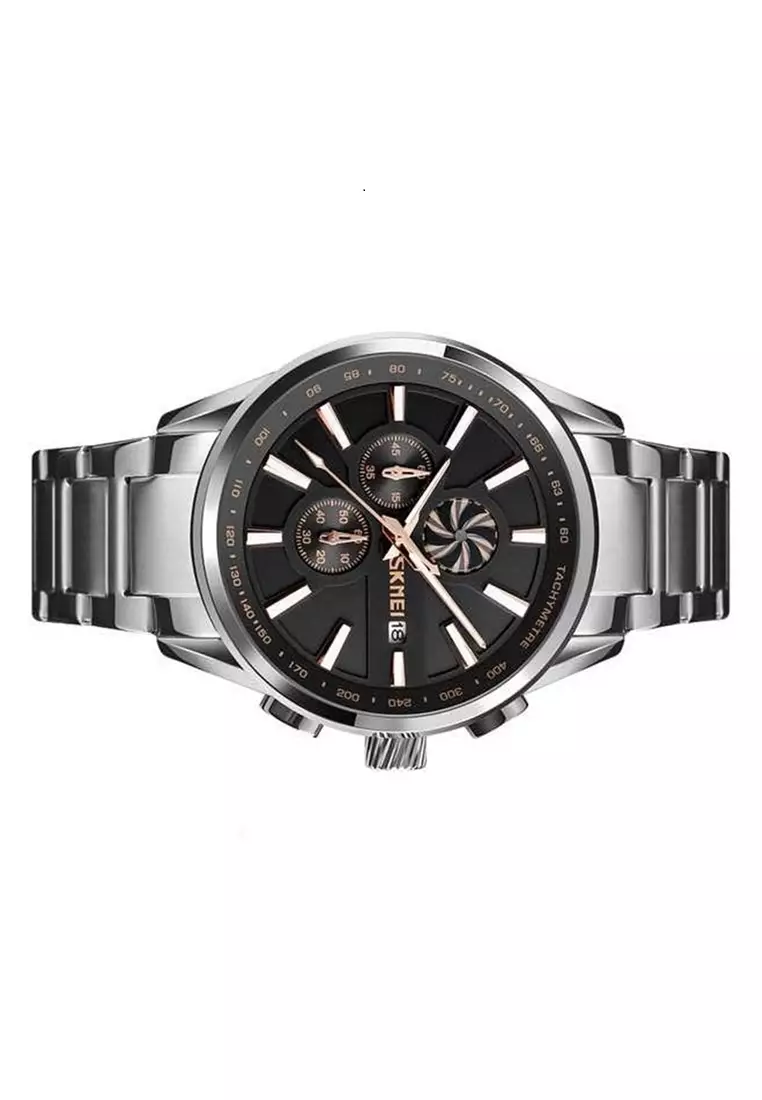 Jam Tangan Analog Pria Waterproof Minute Second Dial Calendar Design Sporty Berkualitas Strap Tali Material Stainless Steel PY12 ORIGINAL