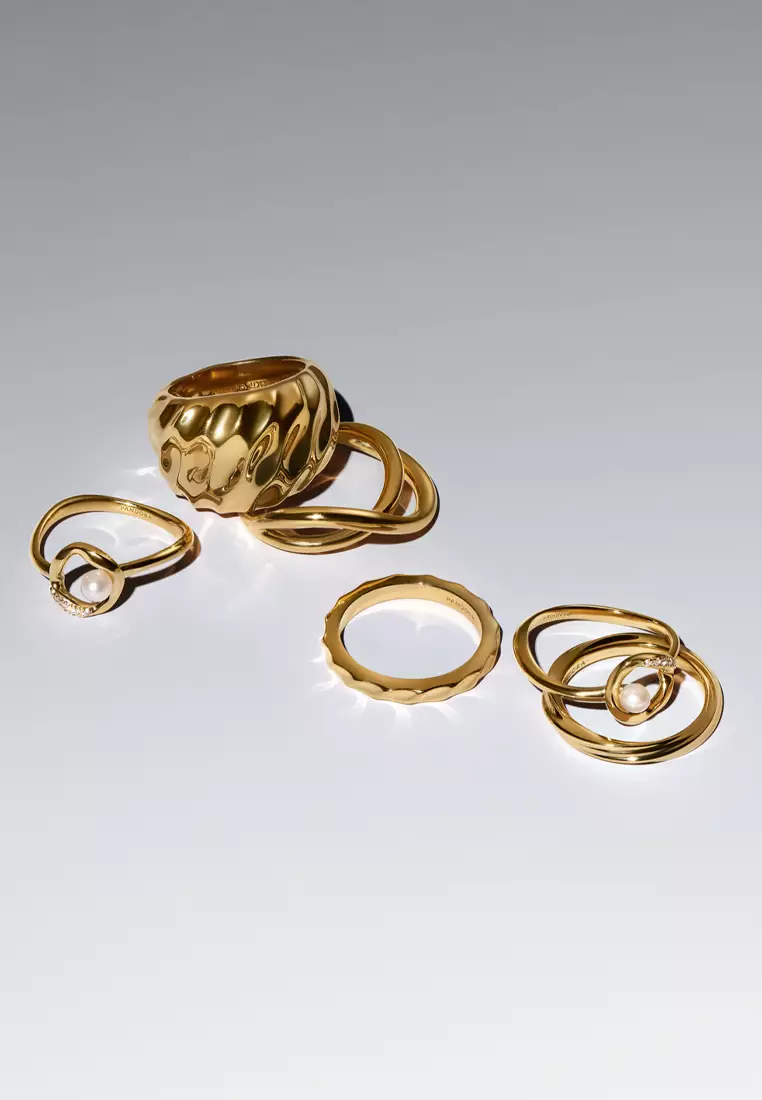 Pandora Essence 14K Gold Plated Rippled Statement Ring