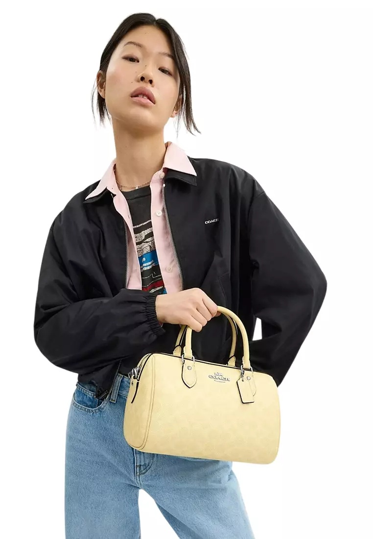 Coach Rowan Satchel Bag In Signature Canvas - Yellow