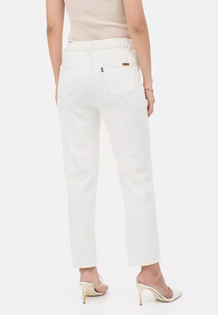 Tapared Two Button Jeans in White