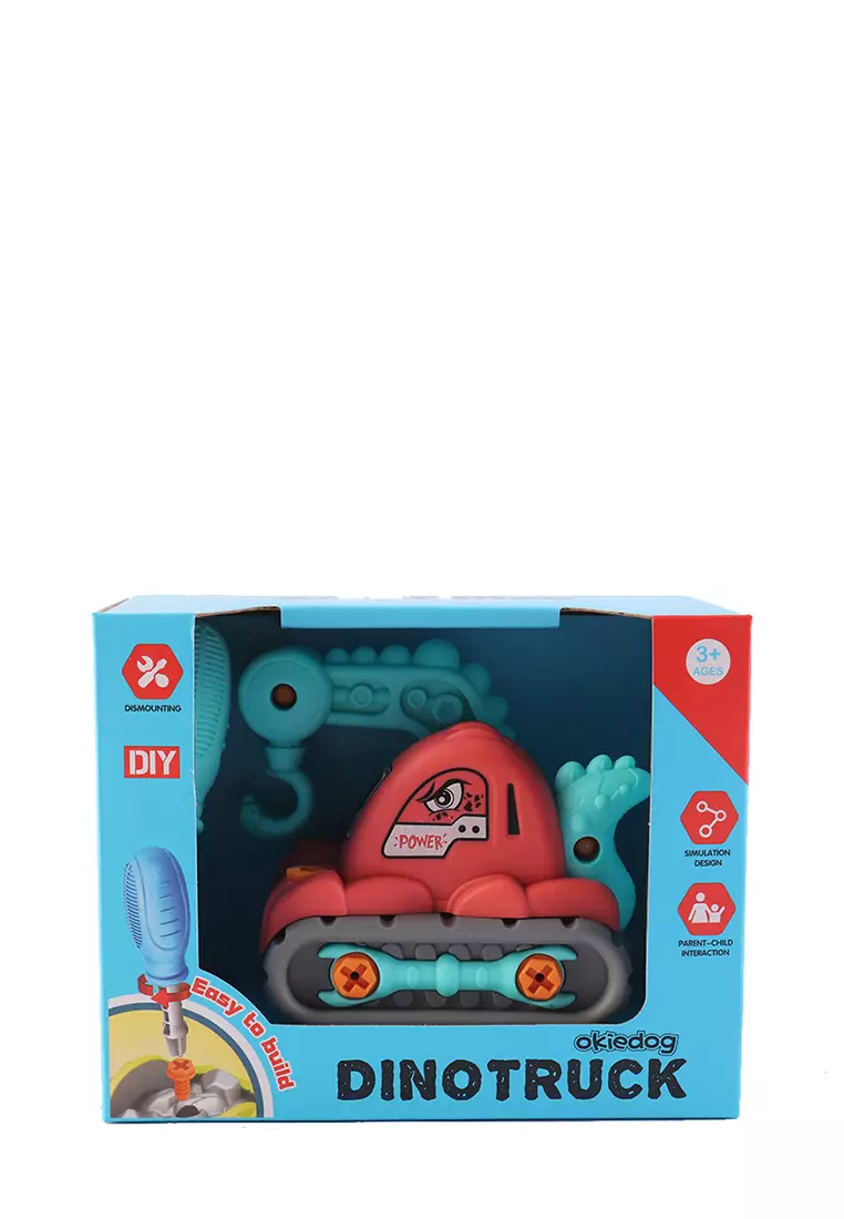 Okiedog Dino Truck Crane RED - mainan bongkar pasang anak