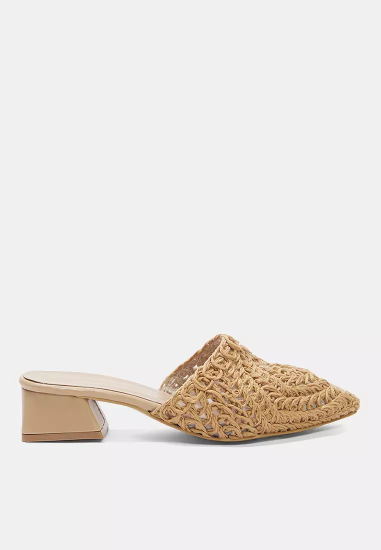 Knitted Block Heeled Slippers