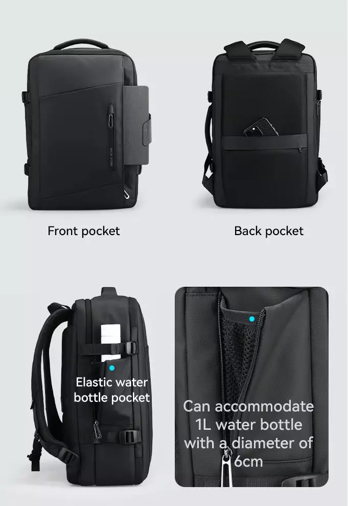 Mark Ryden Tas Backpack Ransel Laptop Pria Travel vacuum waterproof MR9299YKKQM - BLACK