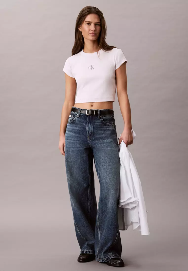 修身短版標誌T恤 - Calvin Klein Jeans