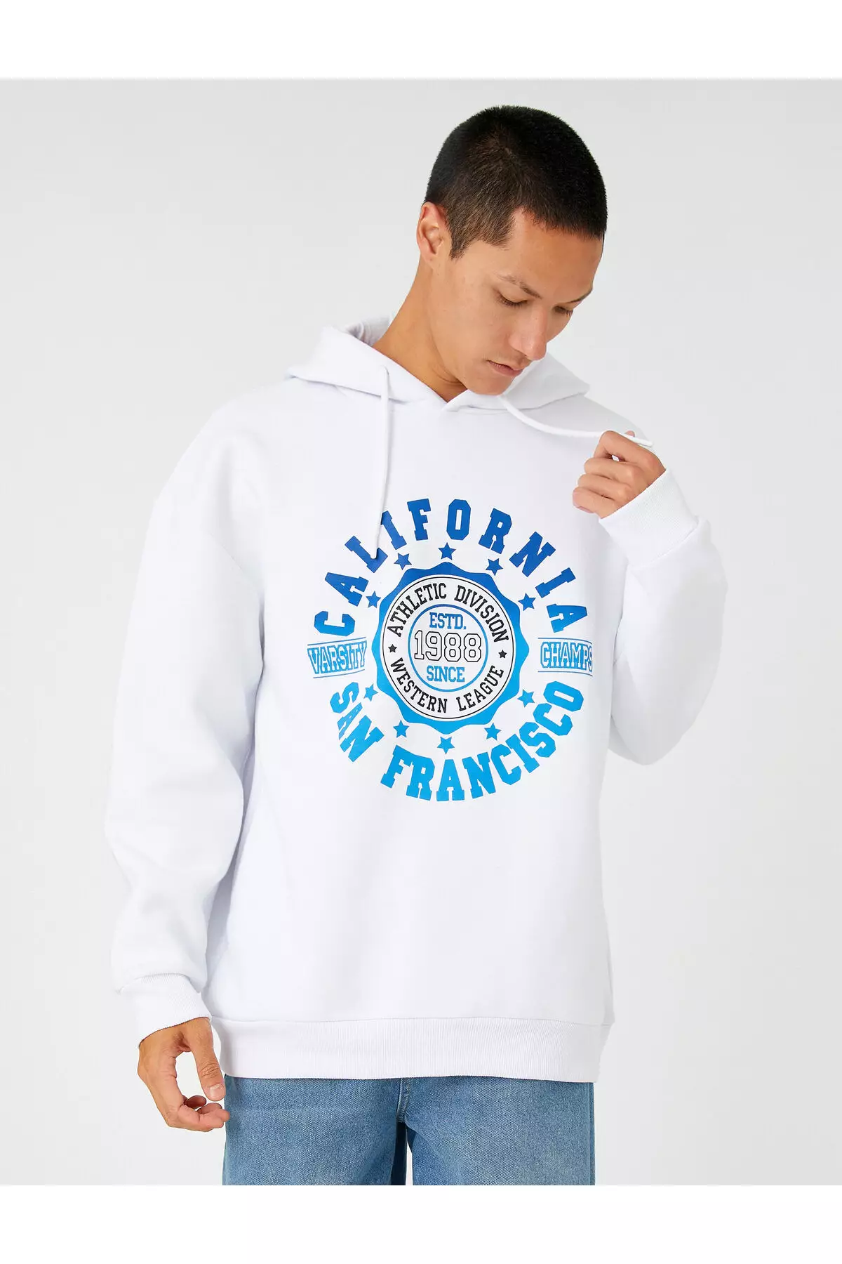 College discount print hoodie