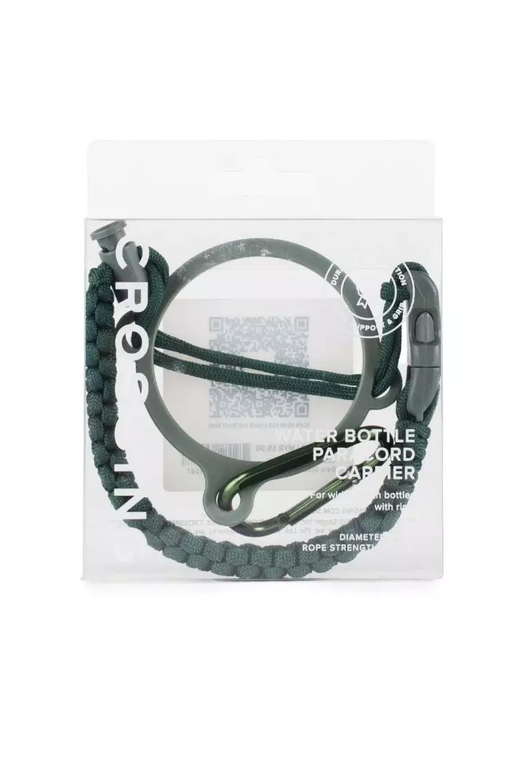 Crossing Paracord Bottle Carrier Strap with Carabiner - Dark Green