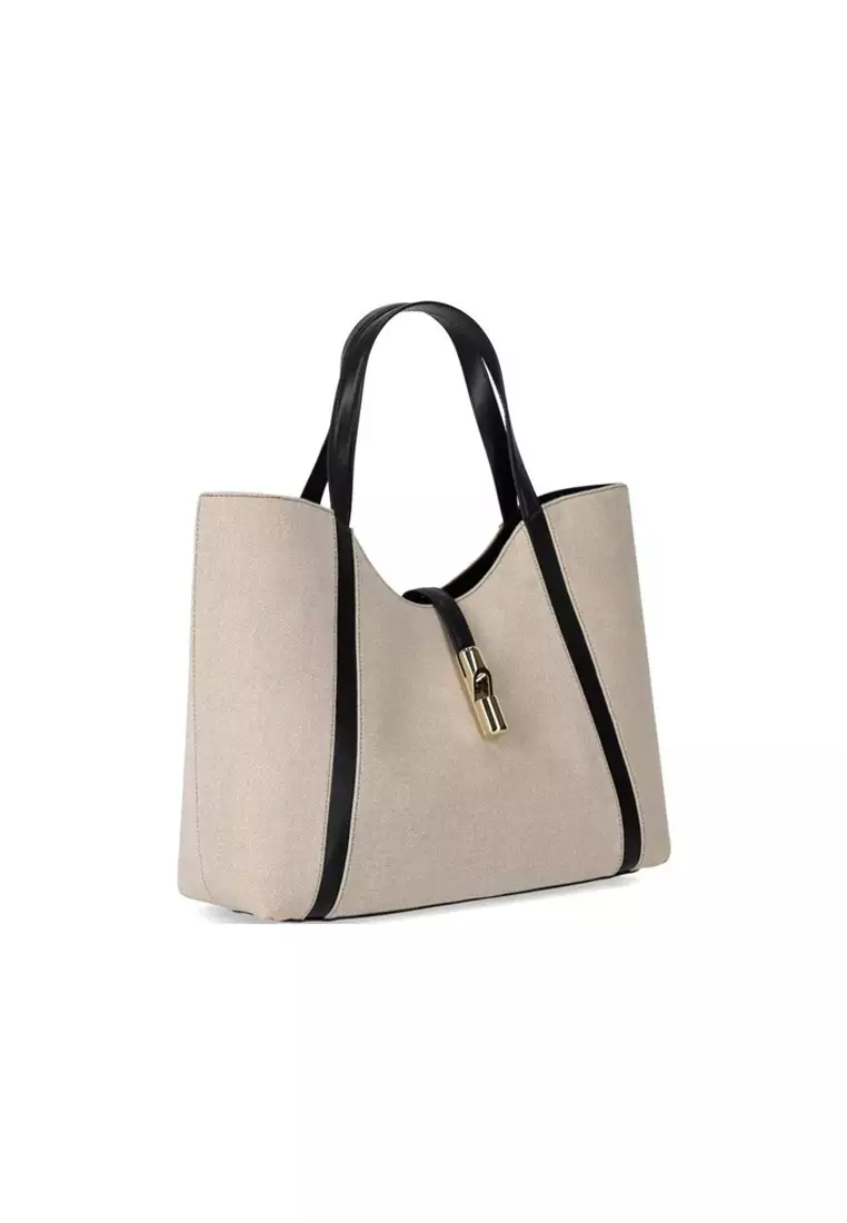 Ladies' Handbag Light in Black Beige WB01729 BX3542