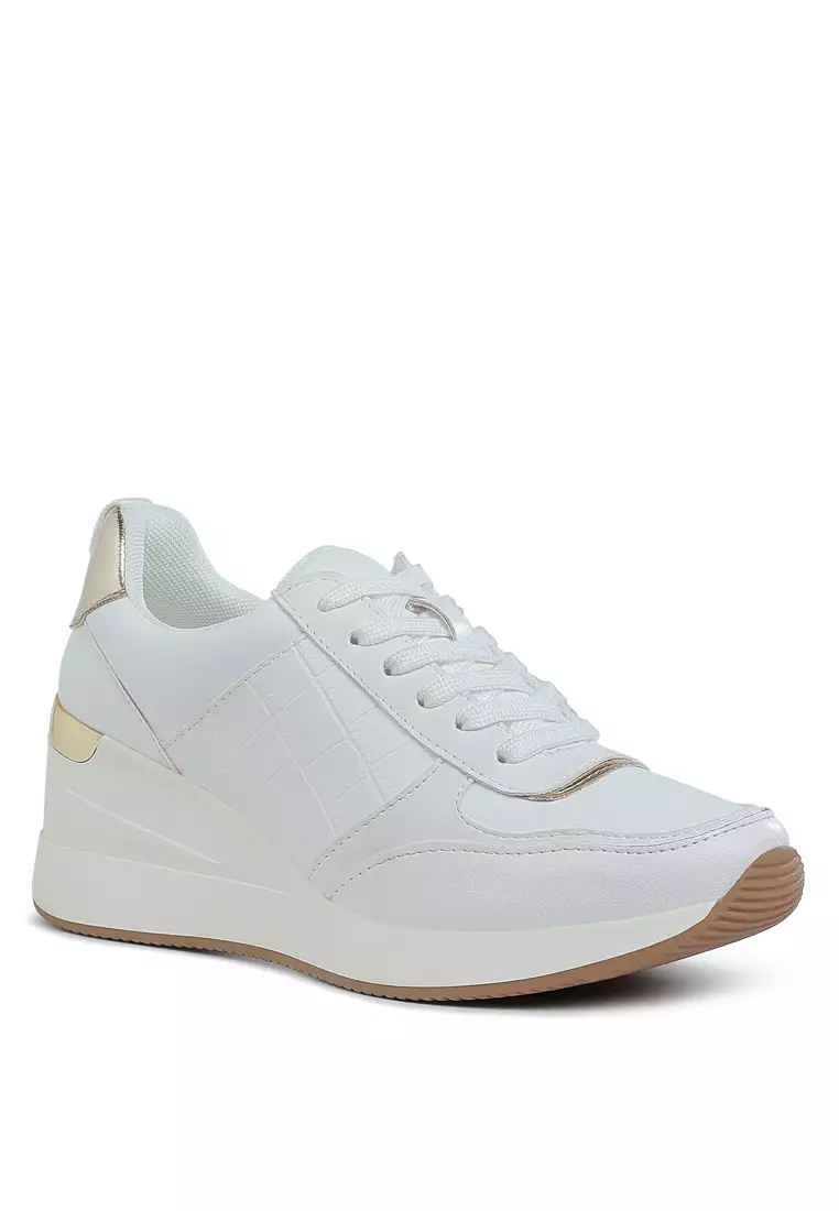 Sepatu Kets Chunky Bertumit Wedges Warna Putih