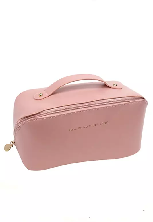 Elmar Tas Make Up Besar 6 Slot Portable Wanita Organizer Pouch Material Leather ORIGINAL - Pink