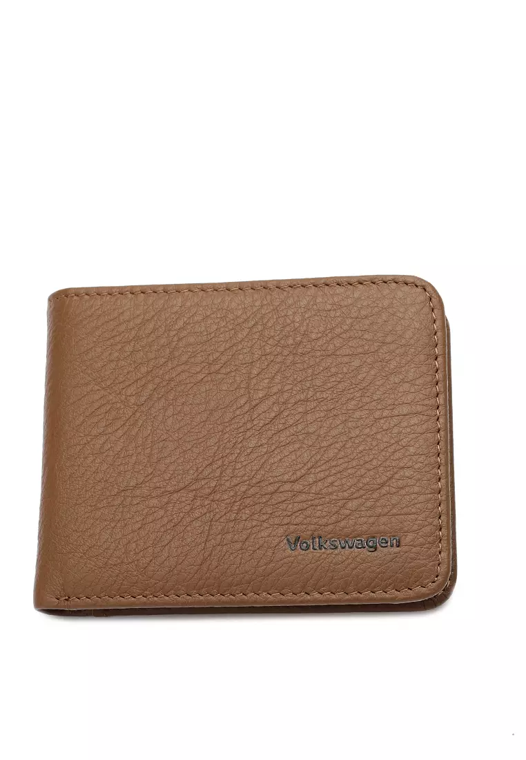 Men's RFID Genuine Leather Bi Fold Center Flap Short Wallet