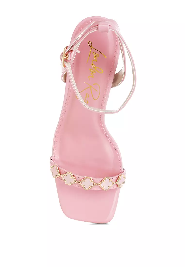 Charm Detail Spool Heels In Pink