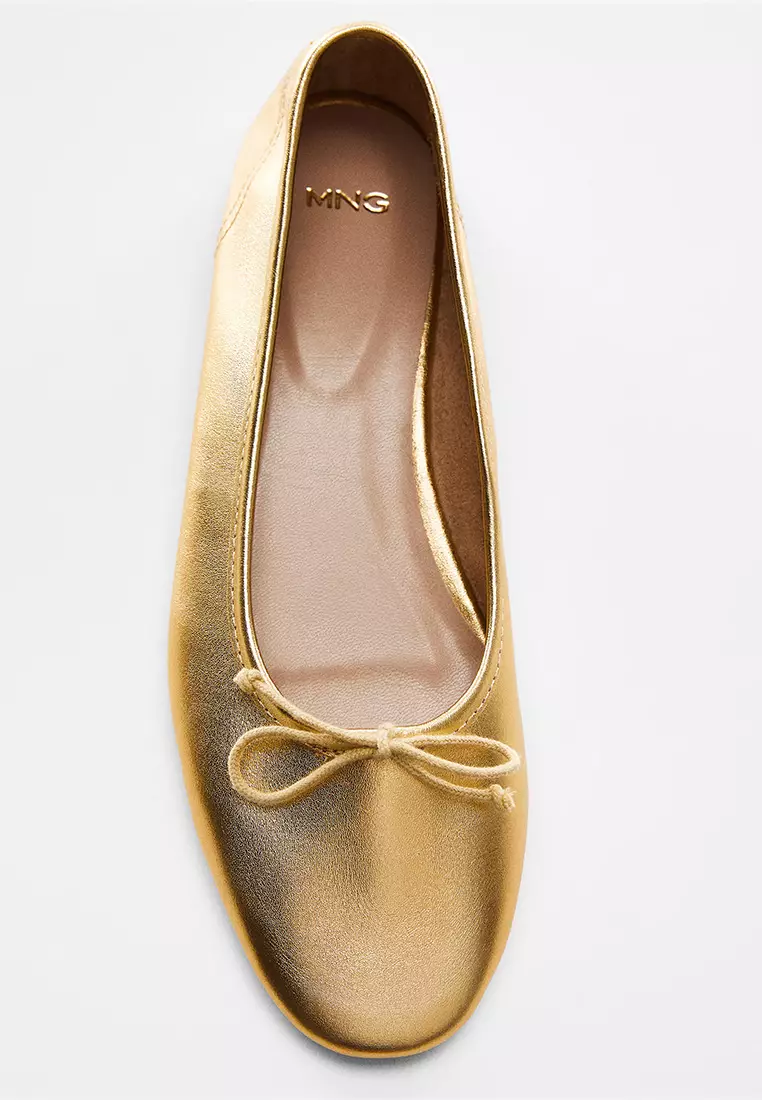 Gold leather ballet on sale flats