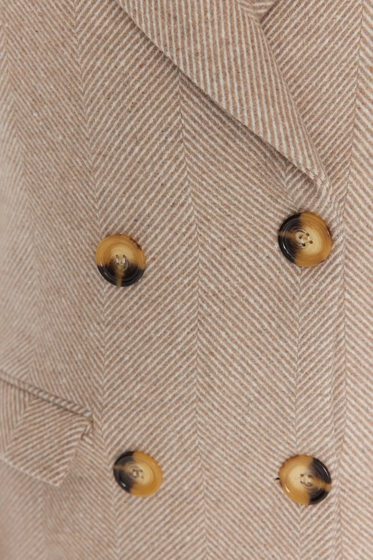 Herringbone Patterned Long Stamped Coat