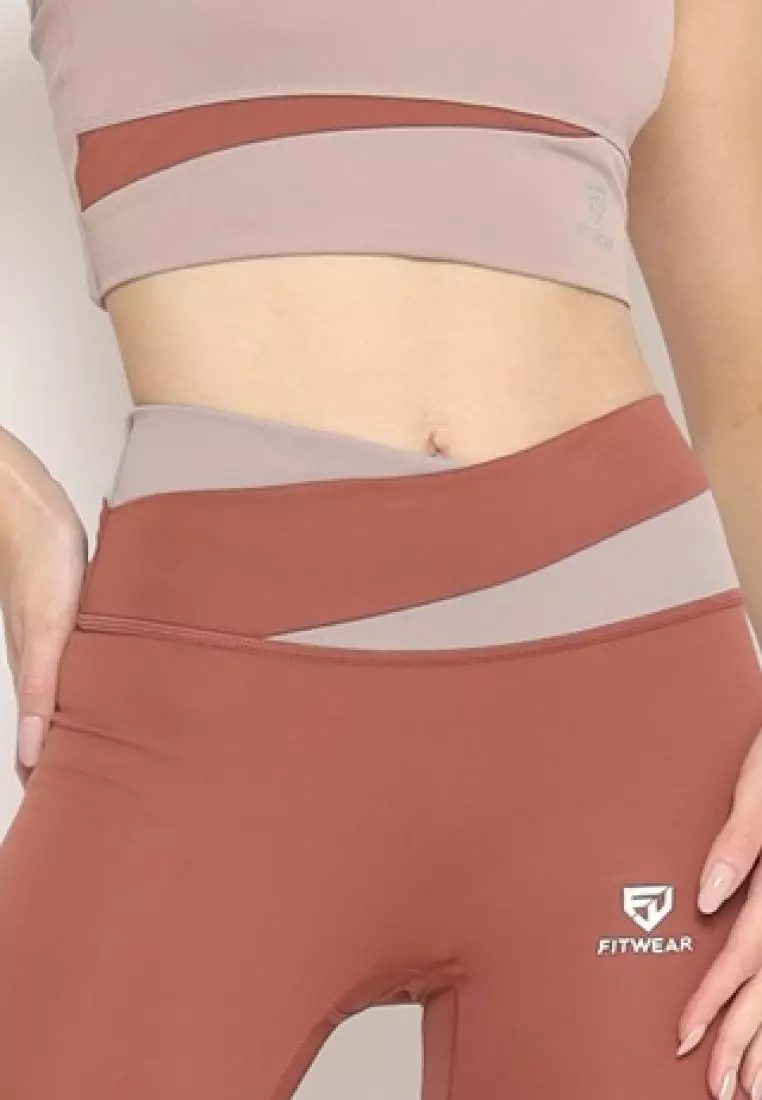 Fitwear - Legging Panjang Olahraga Wanita 2TONE MINJI SEAMLESS - BRICK PJ