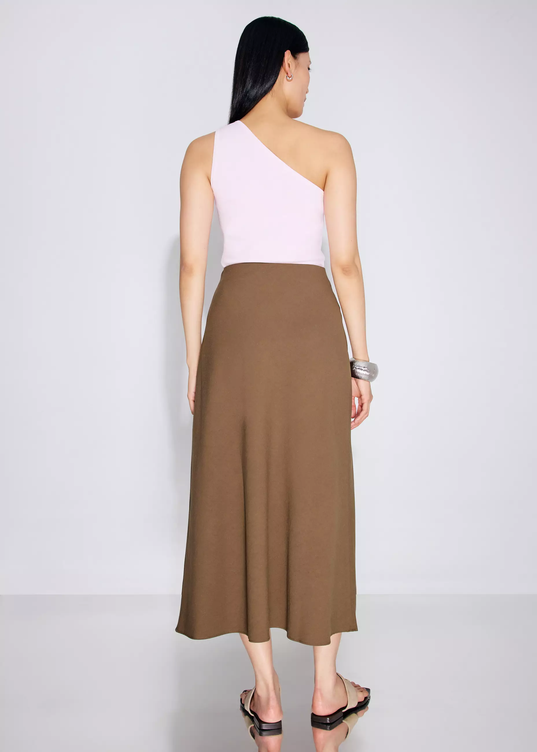 Rok Wanita - High Waist Bias Cut Midaxi Skirt