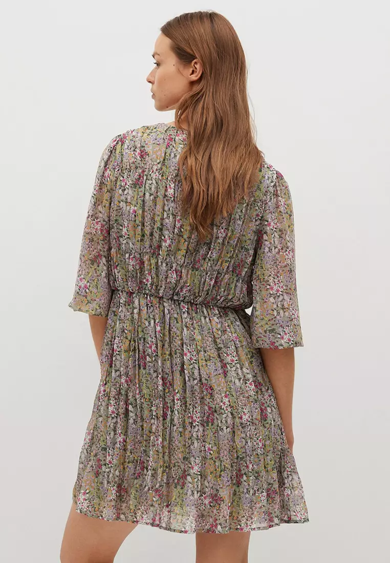 Mango printed shop pleated dress