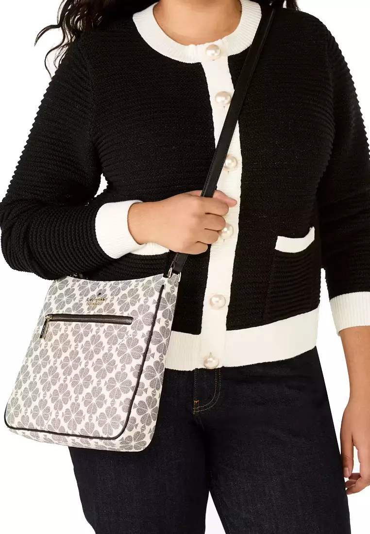 Signature Spade Flower Large Swingpack Crossbody Bag in Black Multi KG481