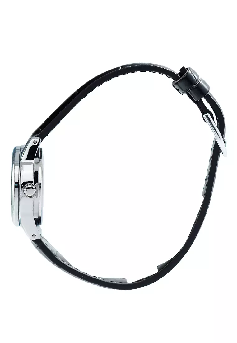 Casio - Jam Tangan Wanita - Silver - Black Leather Strap - LTP-V002L-7B