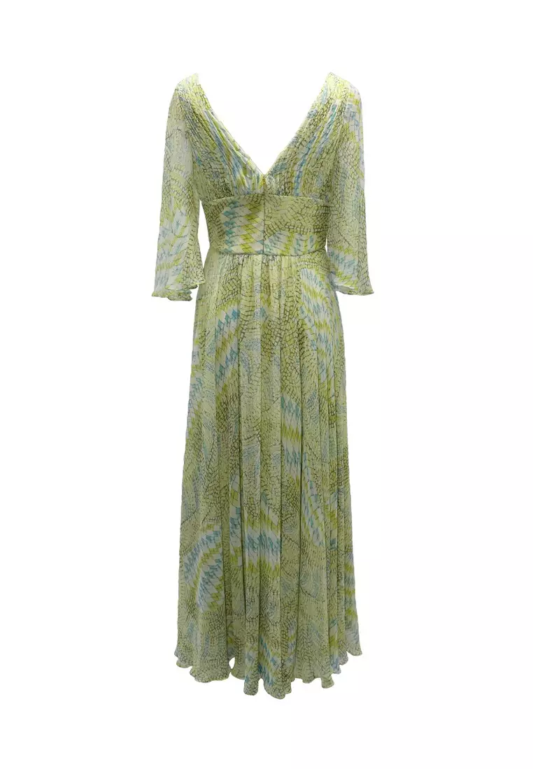 Feminine Beauty Silk Chiffon Long Sleeves Evening Gown