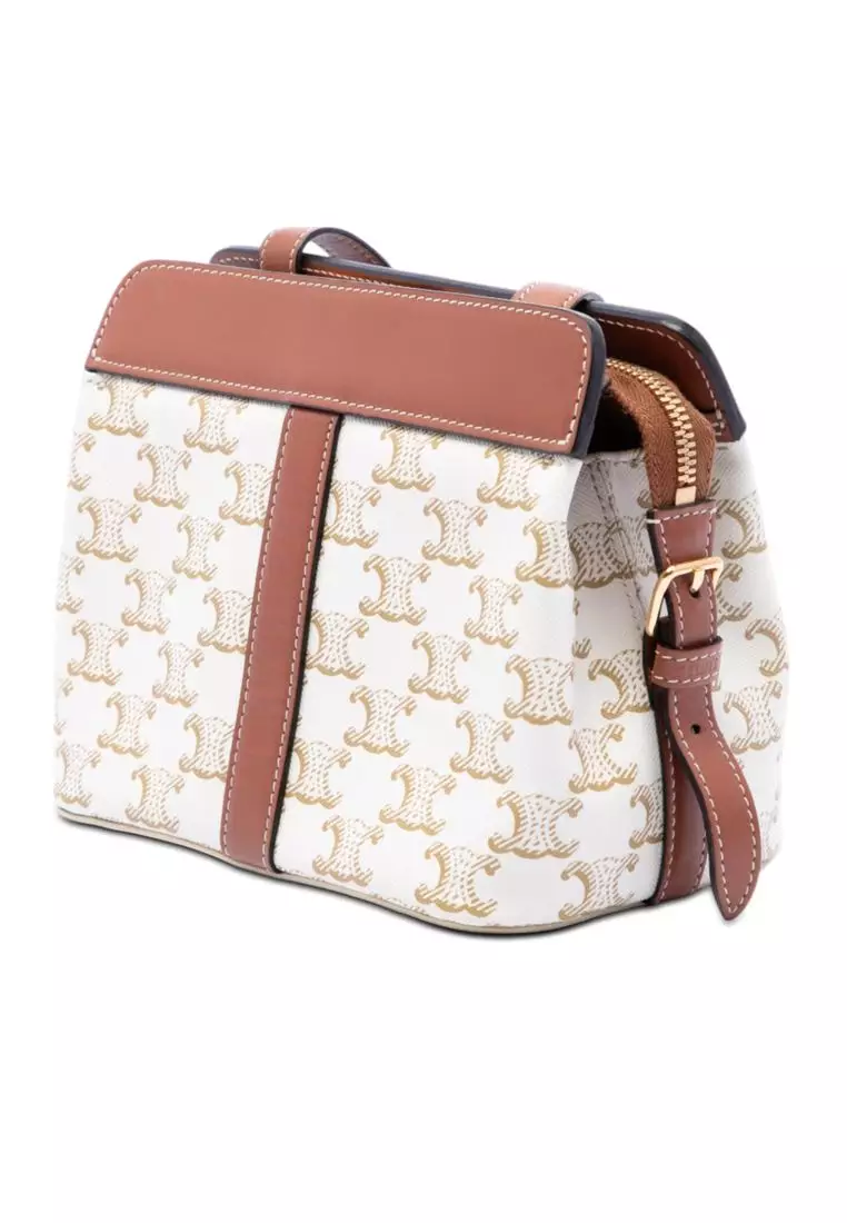 Pre-Loved Celine Teen Triomphe Coated Canvas Cabas De France Crossbody