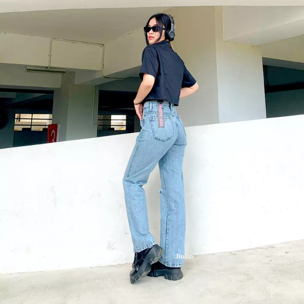 Highwaist Loose Ripped Jeans 844 MYSTIC GAL