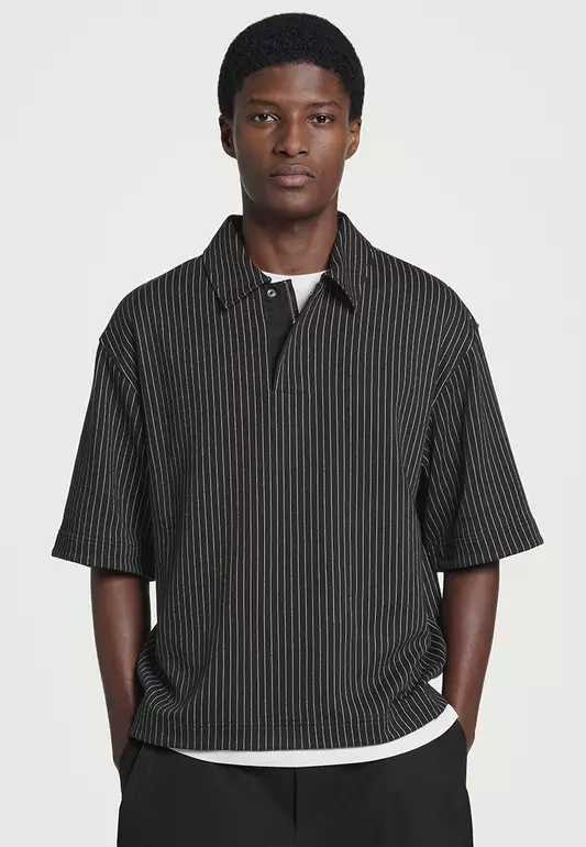 Relaxed Pinstriped Polo Shirt