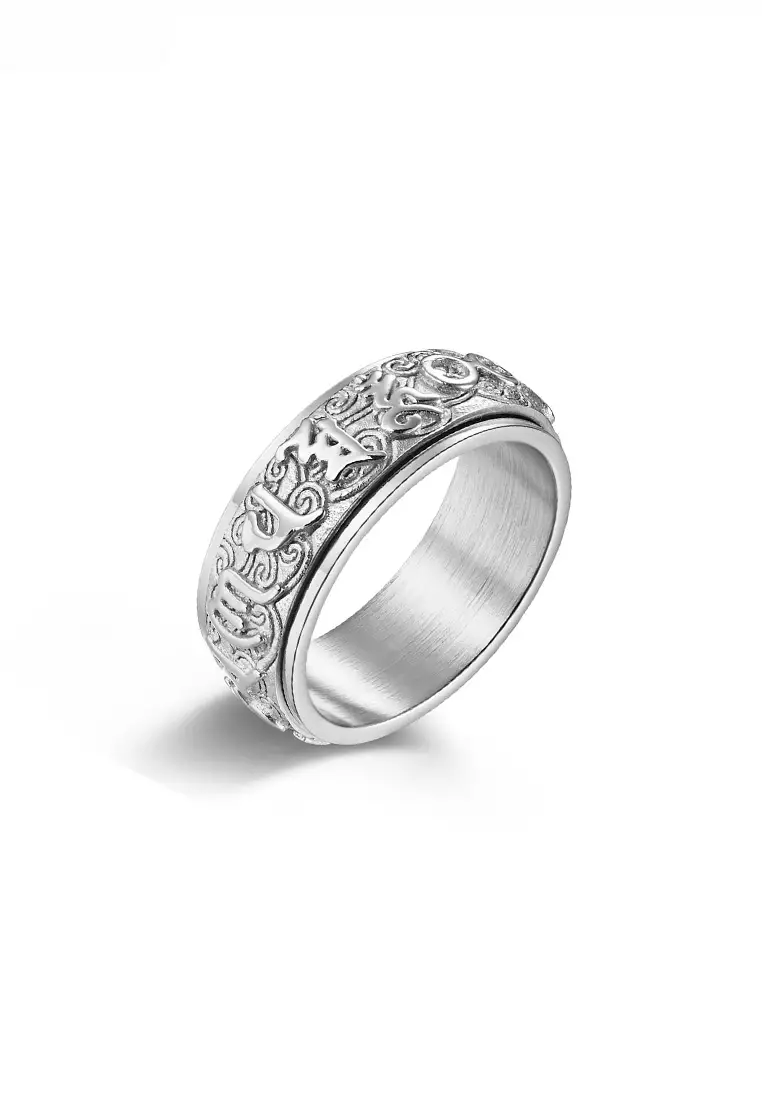 Buy HAPPY FRIDAYS Taotie Pattern Stainless Steel Ring JW QF-JZ422 2024 ...