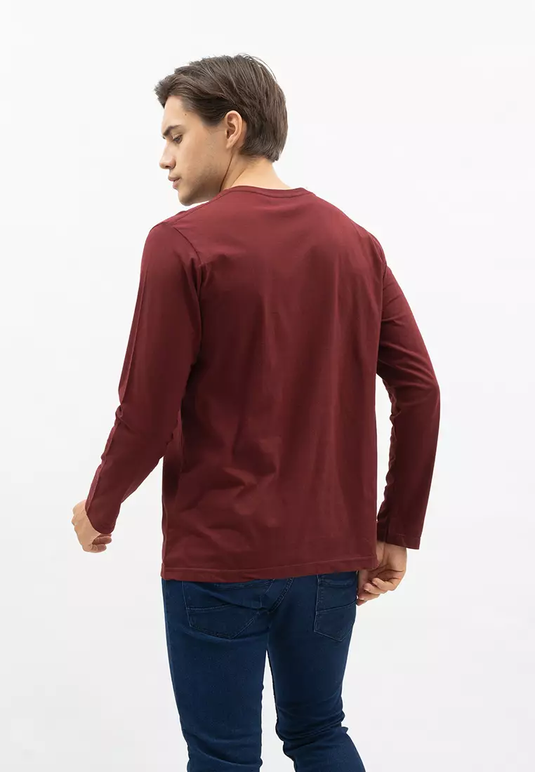 Houseofcuff Kaos Cotton Combed Lengan Panjang Pria Marun