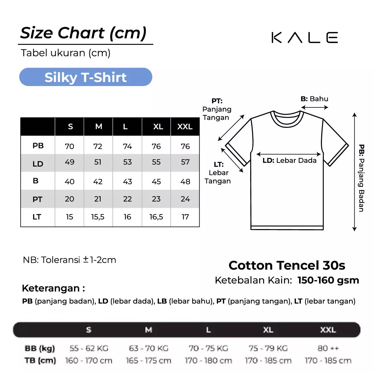 Kale Silky White/ T-Shirt Pria polos lengan pendek / Unisex