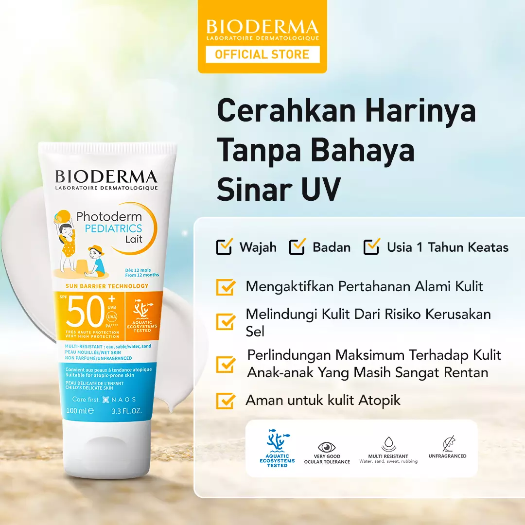 Bioderma Photoderm Pediatrics Lait SPF 50+ 100 ml - Sunscreen untuk Anak Anak