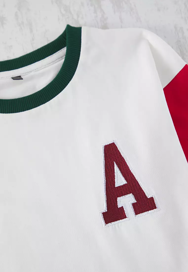 Color Block Embroidered T-Shirt