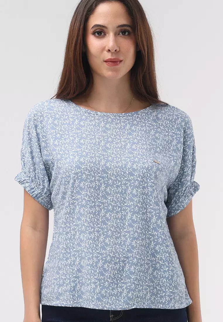 Woven Printed Soft Linen Short Sleeve Blouse