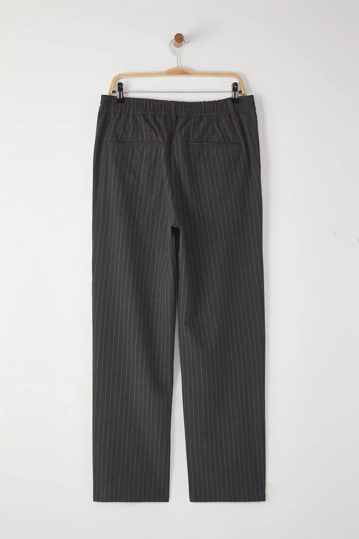 Anthracite Striped Pleated Classic Baggy Fit Fabric Trousers TMNSS24PL00024