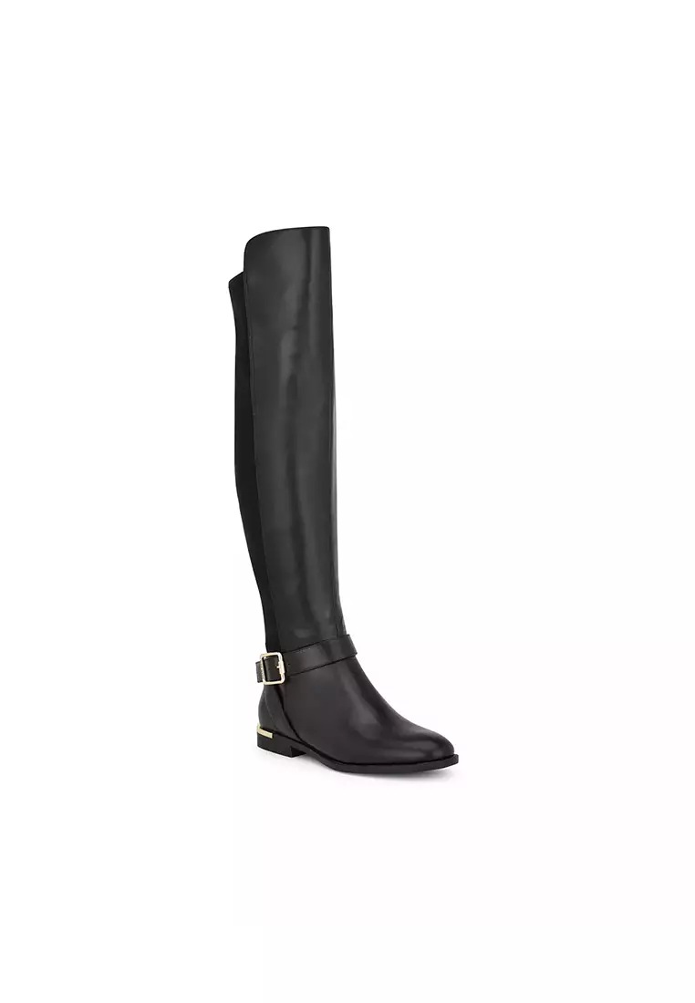 Discount on Nine West  shoes - SKU: Andone Almond Toe Over The Knee Casual Boots Black