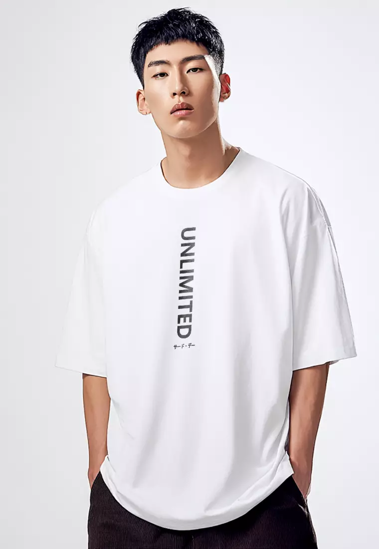 MTW59 Kaos Oversize Gym Bahan Tebal Scubalux "unlimited" putih