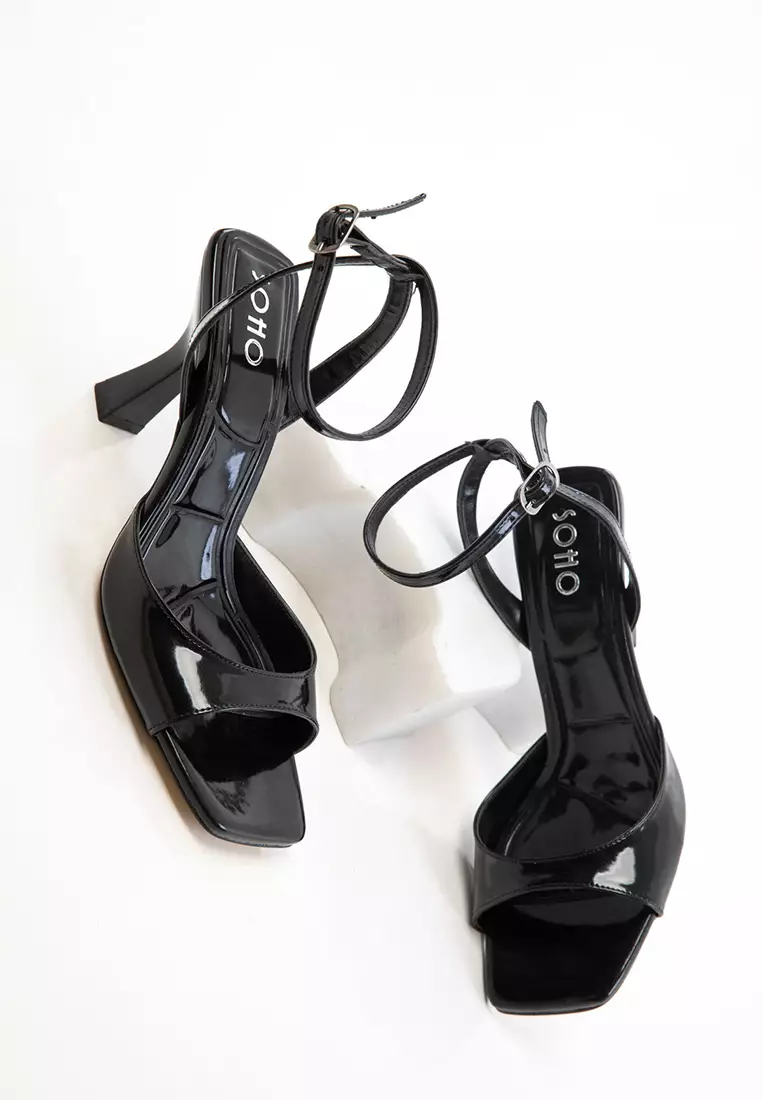 Black Patent Leather Women's Classic Heeled Shoes 20612