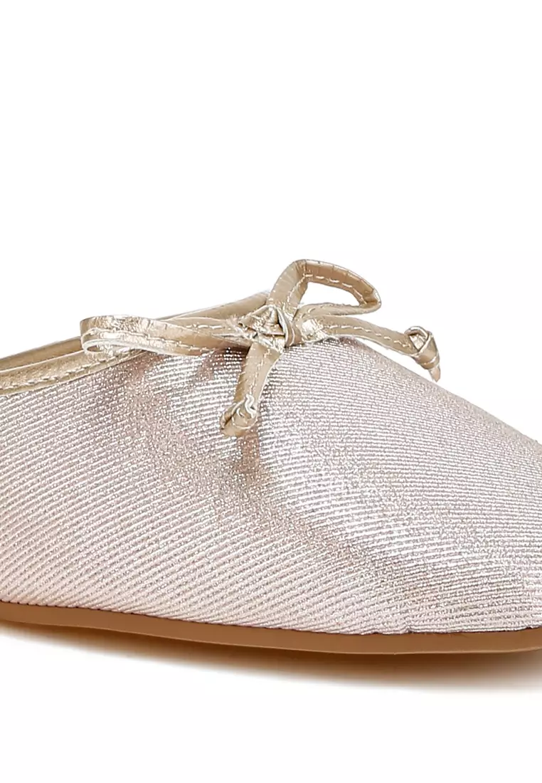 Sandal Balet Glitter Emas Sampanye