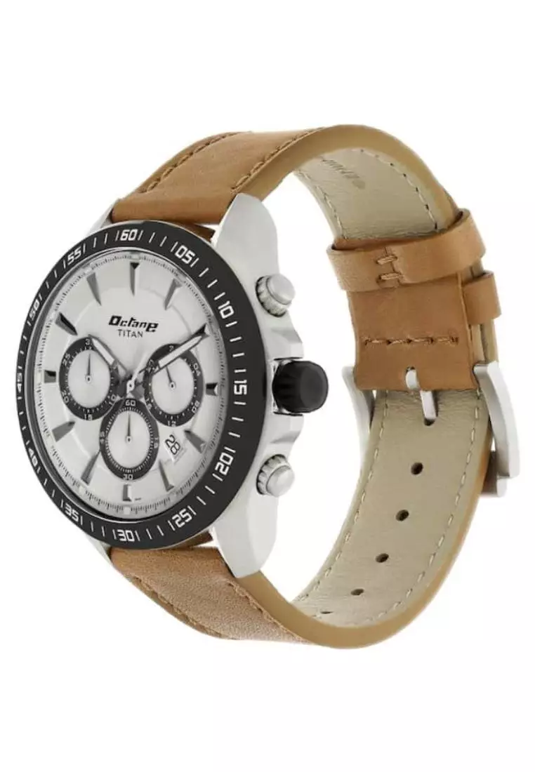 Titan chronograph leather discount watch