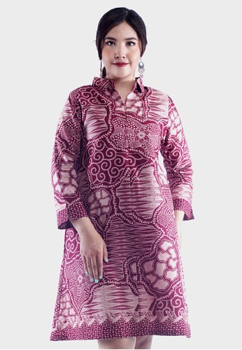 EAJA red and pink Pratista Dress Batik FEDBFAAB38B1EDGS_1