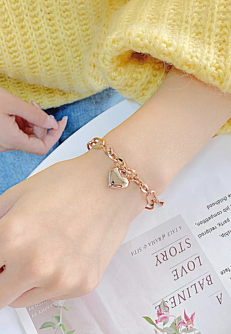 Everlast Heart Link Chain Bracelet in Gold