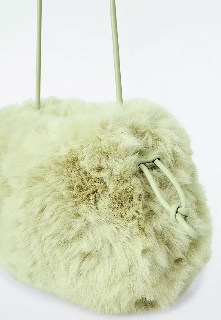 Fluffy Cos Teddy Fleece Clutch COS Oversized Clutch YELLOW FAUX