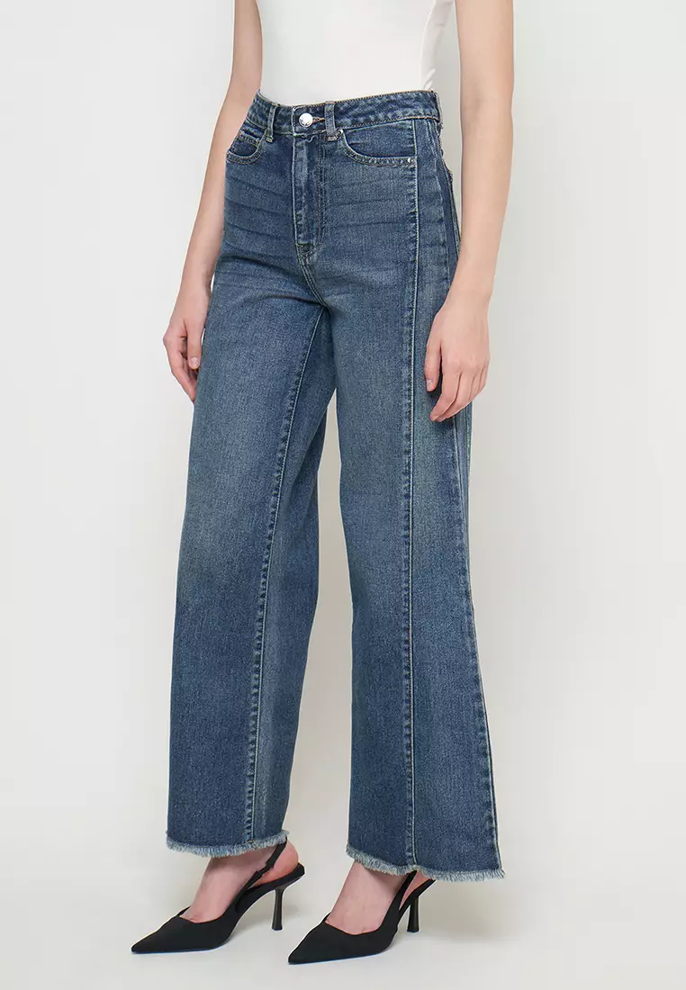 DUST Celana Side Panel Baggy Jeans Serana Blue (D.39148)