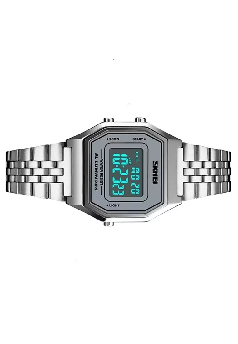 Jam Tangan Kasual Digital Pria Waterproof 30m Strap Tali Material Stainless Steel SJ79 ORIGINAL