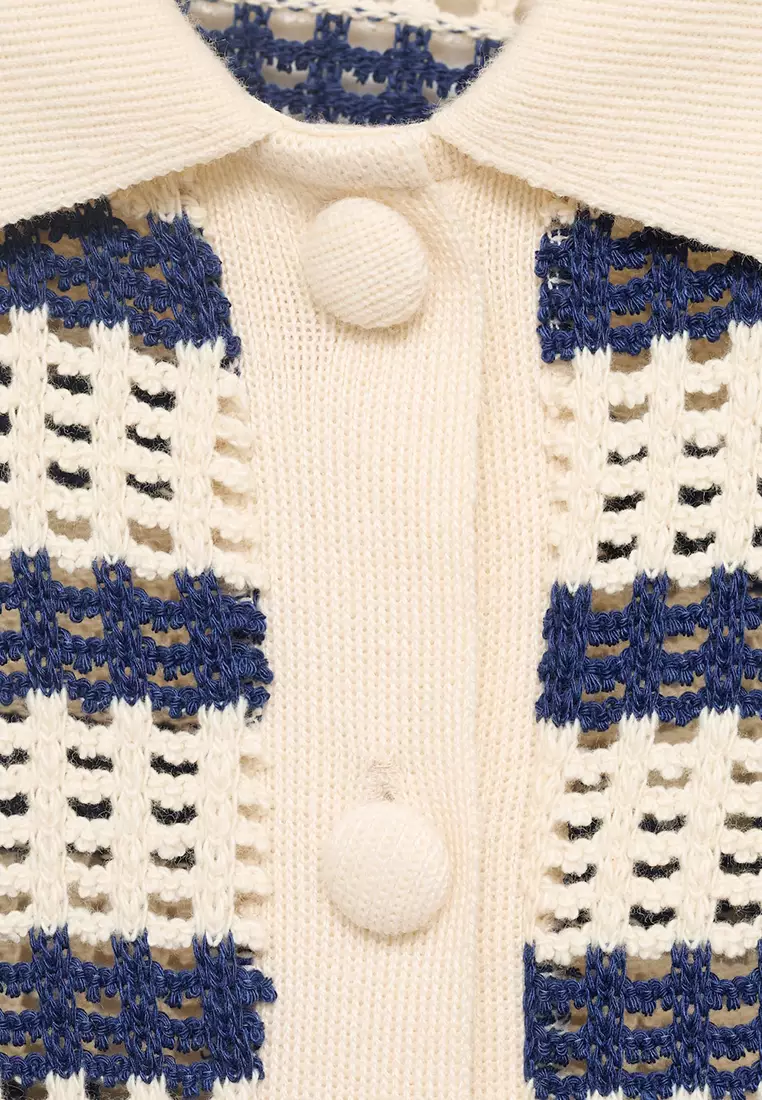 Short Sleeve Striped Cardigan