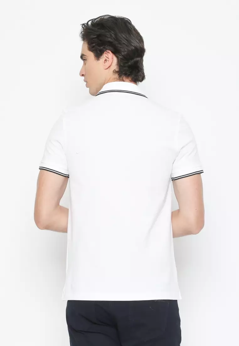 WHITE CASUAL POLO SHIRT REGULAR FIT
