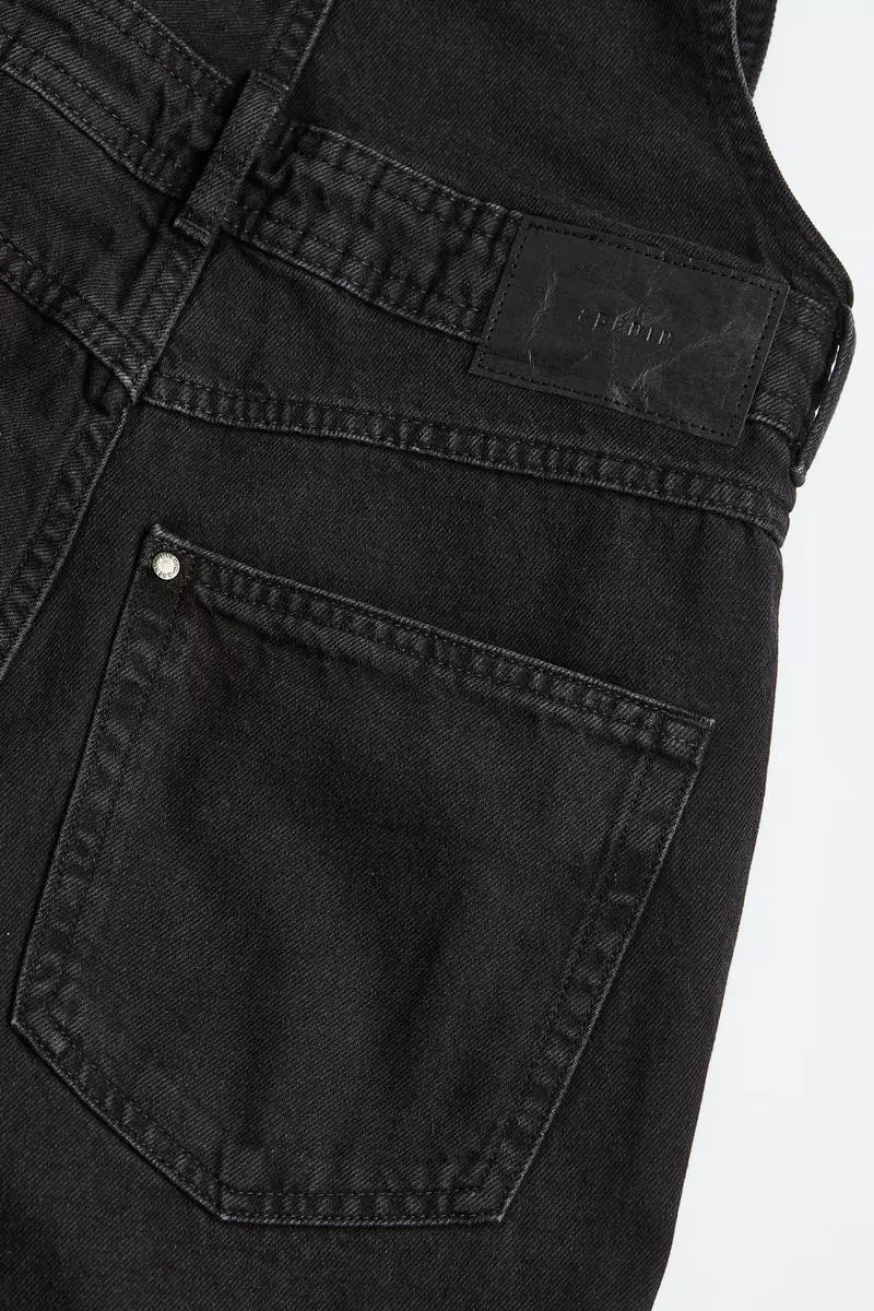 Black denim dungaree shorts sales