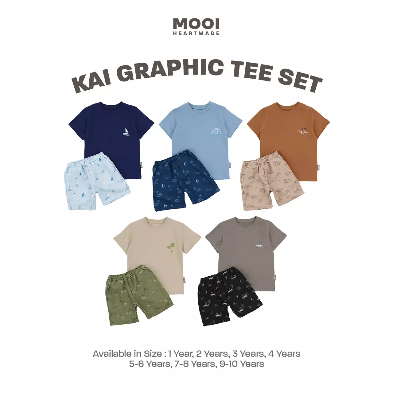 Mooi Setelan Anak Kaos Anak Tshirt Kai Graphic Tee Set - Steel Grey