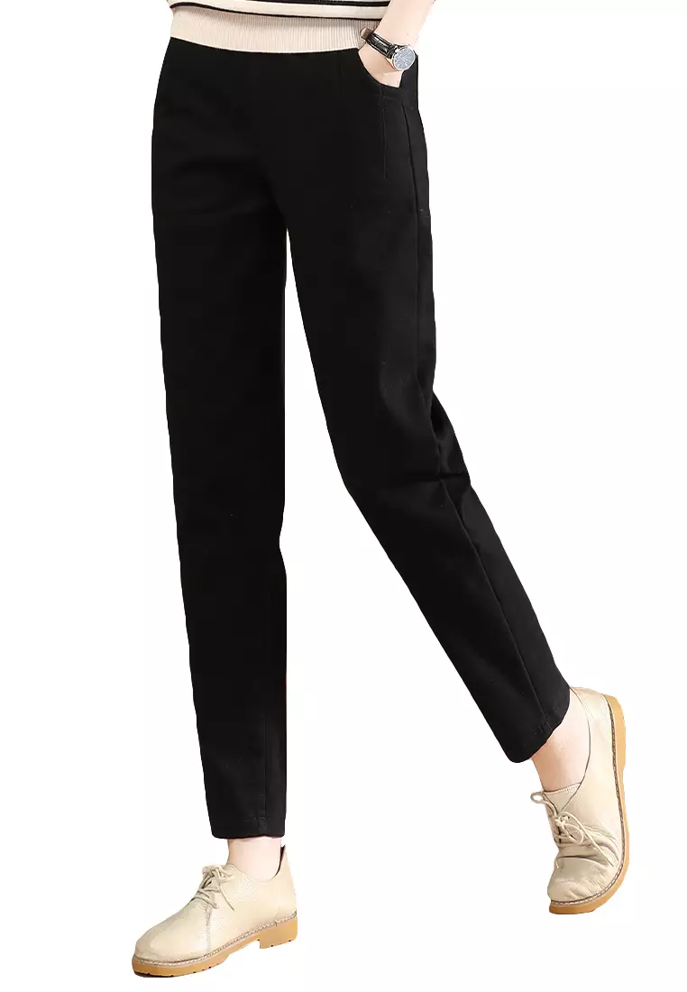 A-IN GIRLS Elastic Waist Warm Casual Pants (Plus Cashmere) 2024, Buy A-IN  GIRLS Online